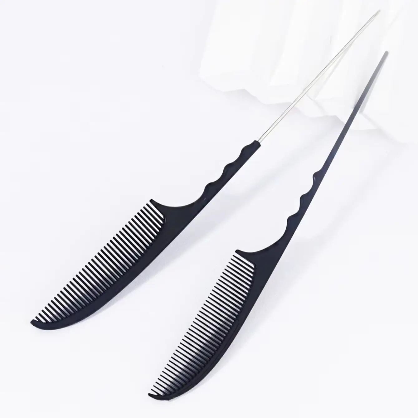 Professional pointed tail hair comb set, curved design, wave grip anti slip and easy to handle, special for real hair wigs