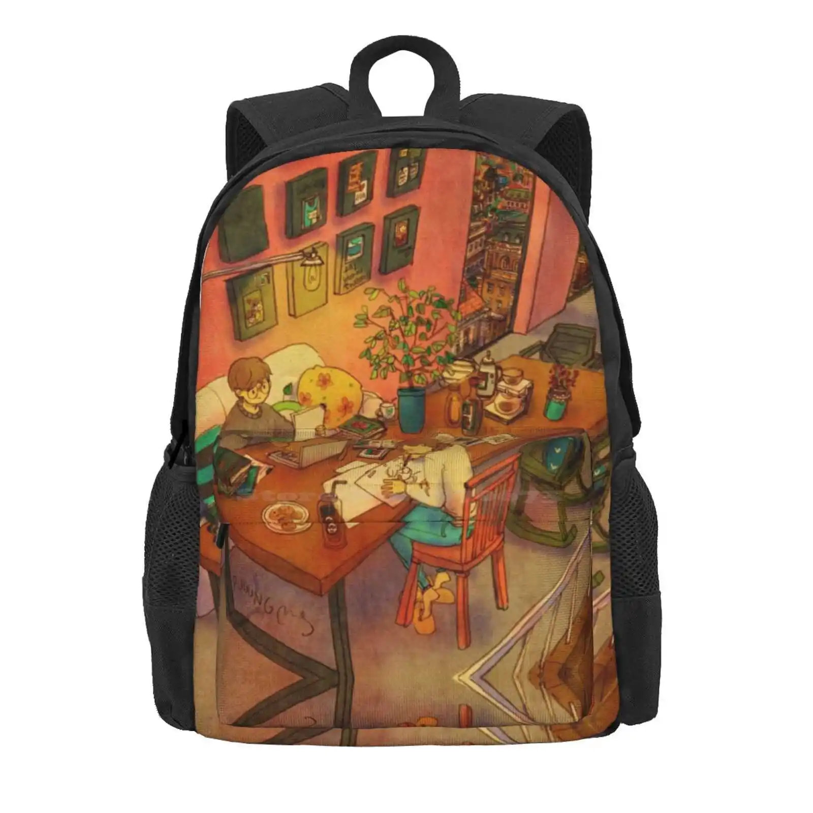 Puuung Illustration No.174 Hot Sale Schoolbag Backpack Fashion Bags Puuung Love Aesthetic Romance Romantic Cozy Happy Moment