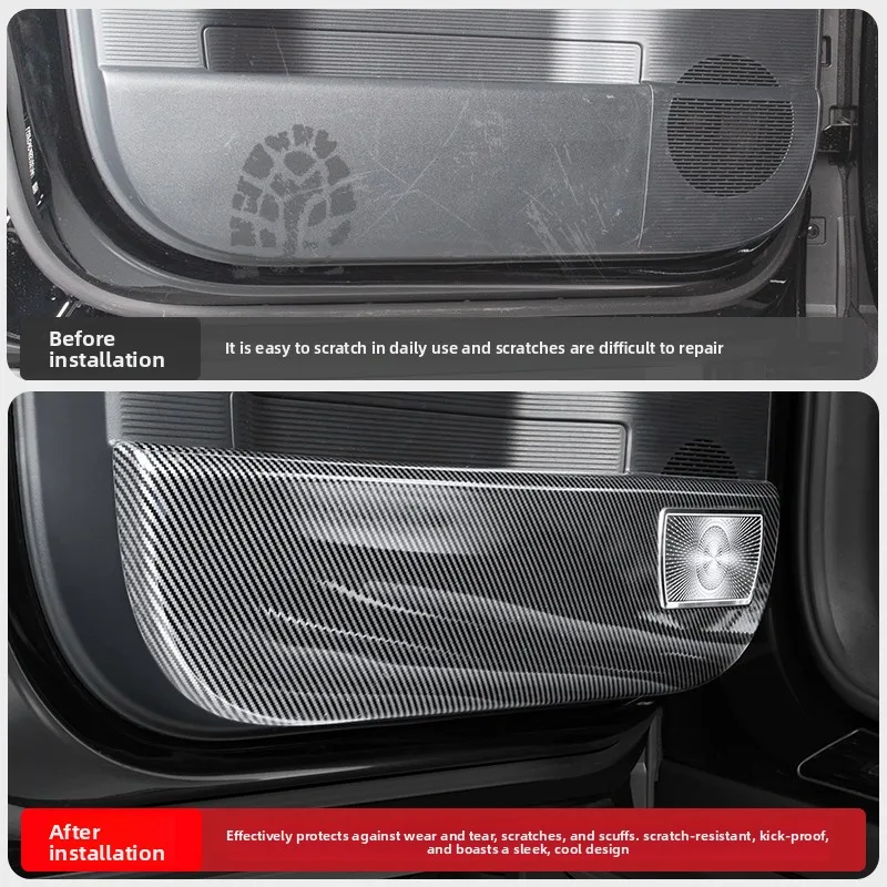 4Pcs for BYD Ti 7 Titanium 7 Leopard 7 Full Car Door Kick Plate ABS Carbon Fiber Pattern Protective Cover Automotive Supplies
