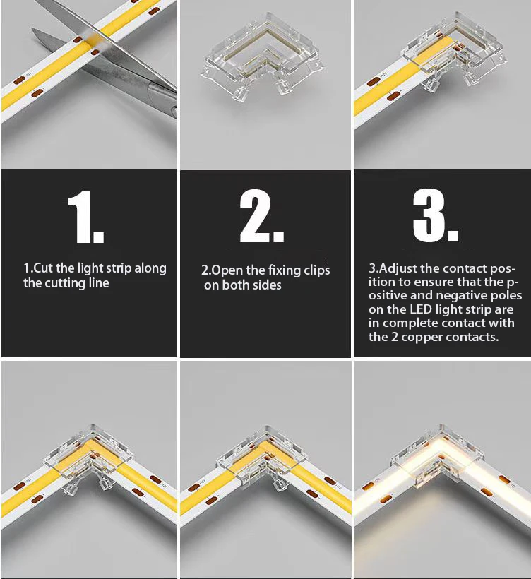 5/10/100pcs COB LED Strip Connector 8/10/12mm L/T/I-Shaped Mini Buckle No Dark Area 2/4/6 Pin Connector For COB/RGB/RGBCCT Strip