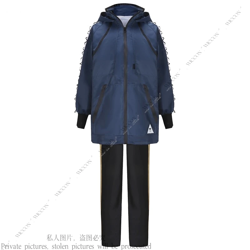 Wunderland Spiel Indien Leichentuch Cosplay Kostüm Perücke blau langes Haar Hauswart von Ignihyde Jacke Hosen Schuluniform cos Halloween