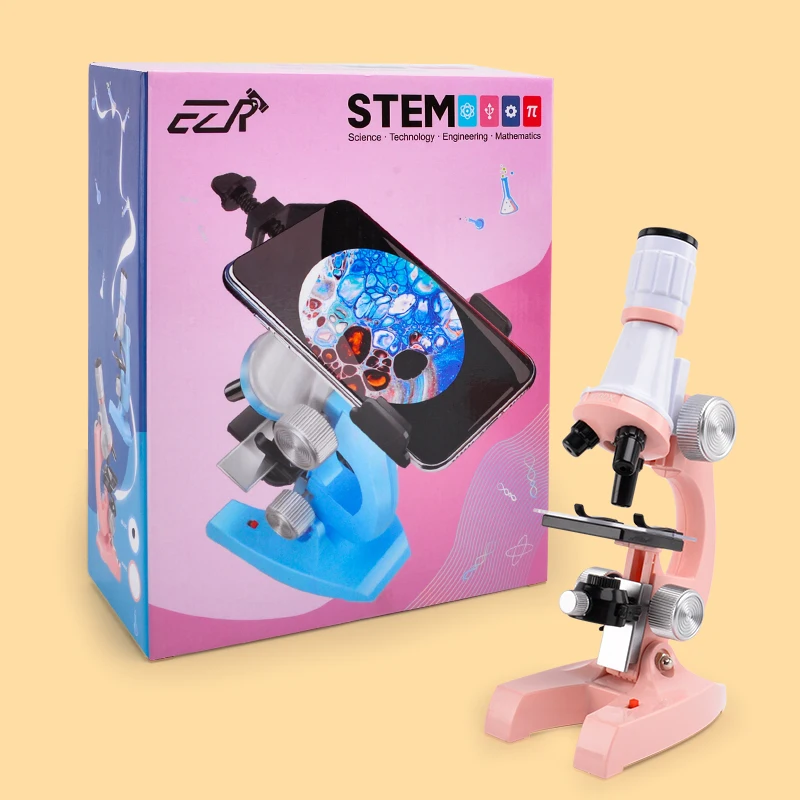 

Microscope Kit 100X 200X 450X Elementary School Children Science Experimental Biology Teaching Microscope