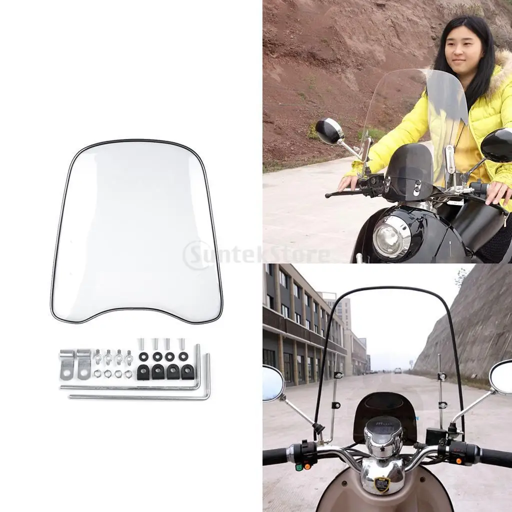 Windproof Universal Clear Front PC Windshield Windscreen for Motorcycle Motorbike Scooter Wind Deflector Protector Guard