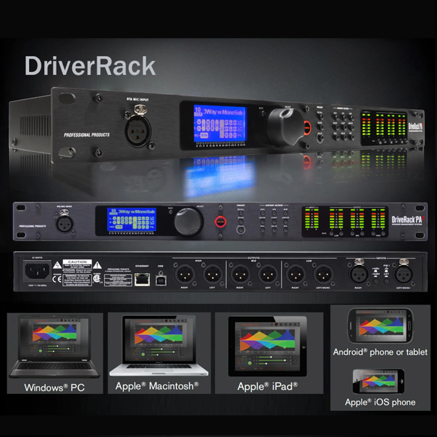 Imagem -04 - Processador de Áudio Digital Profissional Driver Rack Pa2 Compatível Software Original 2in 6out Speaker Manager Feito no México