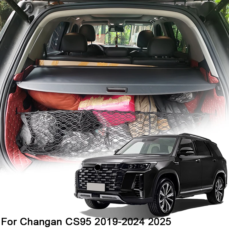 For Changan CS95 2019-2024 2025 Car Rear Trunk Curtain Cover Rear Rack Partition Shelter Canvas Storage Decoration Accessories