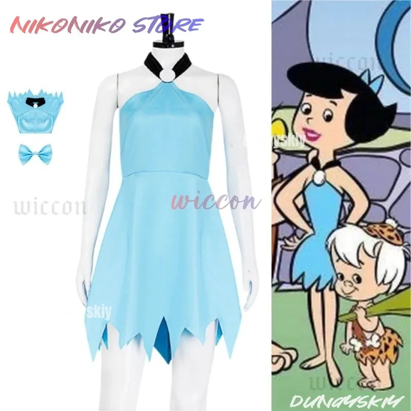 Kostum Cosplay Betty Rubble Wanita Kostum Dewasa Flintstone Kostum Wanita Flintstone Betty Kostum Pesta Kostum Manusia Gua