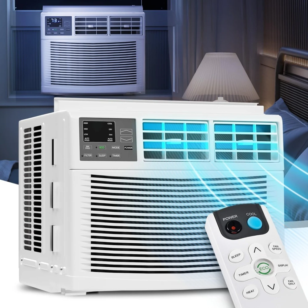 Window-Mounted Room Air Conditioner, Powerful Indoor AC with Multi-Speed Mode, Programmable Timer, Cool up to 450 Sq.Ft.