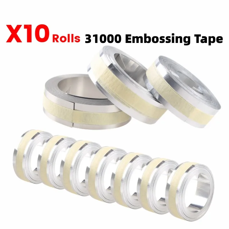 10 Rolls Non-Adhesive Aluminum Embossing Tapes Compatible For DYMO m1011 Metal Label Printer DYMO 3D 31000