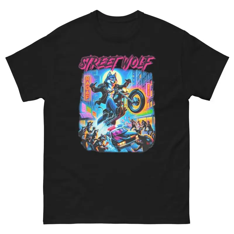 

Street Wolf Riding Motorcyle Classic Tee On Motorbike T Shirt