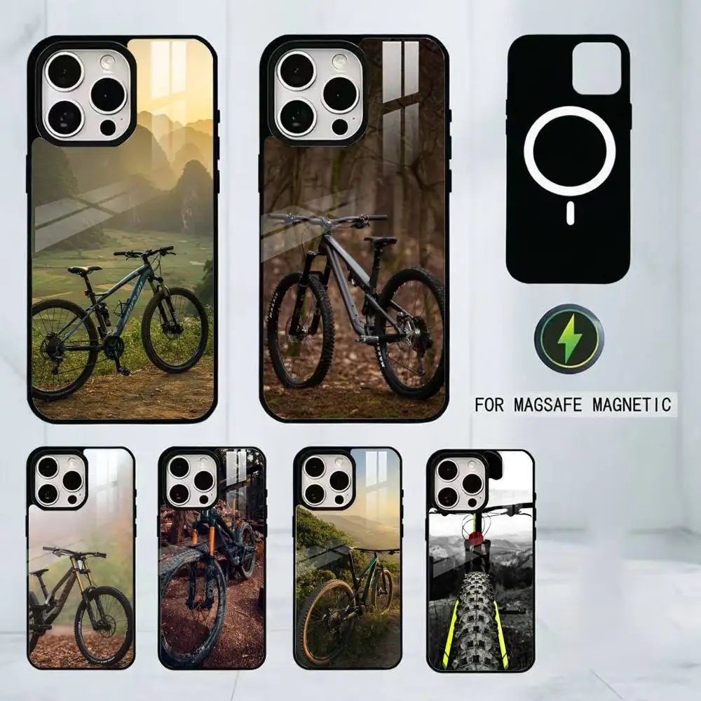 

Mountain Bicycle Bike Phone Case For iPhone17,16,15,14,13,12,11 Plus,Pro Magnetic For Magsafe Wireless Charging