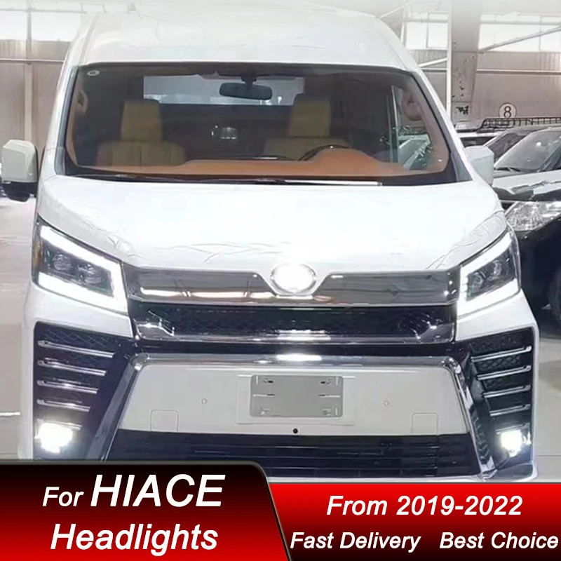 المصابيح الأمامية للسيارة تويوتا هايس 300 2019-2022 مجموعة المصابيح الأمامية LED الكاملة ترقية عالية تكوين مجموعة ملحقات عدسة العرض #6