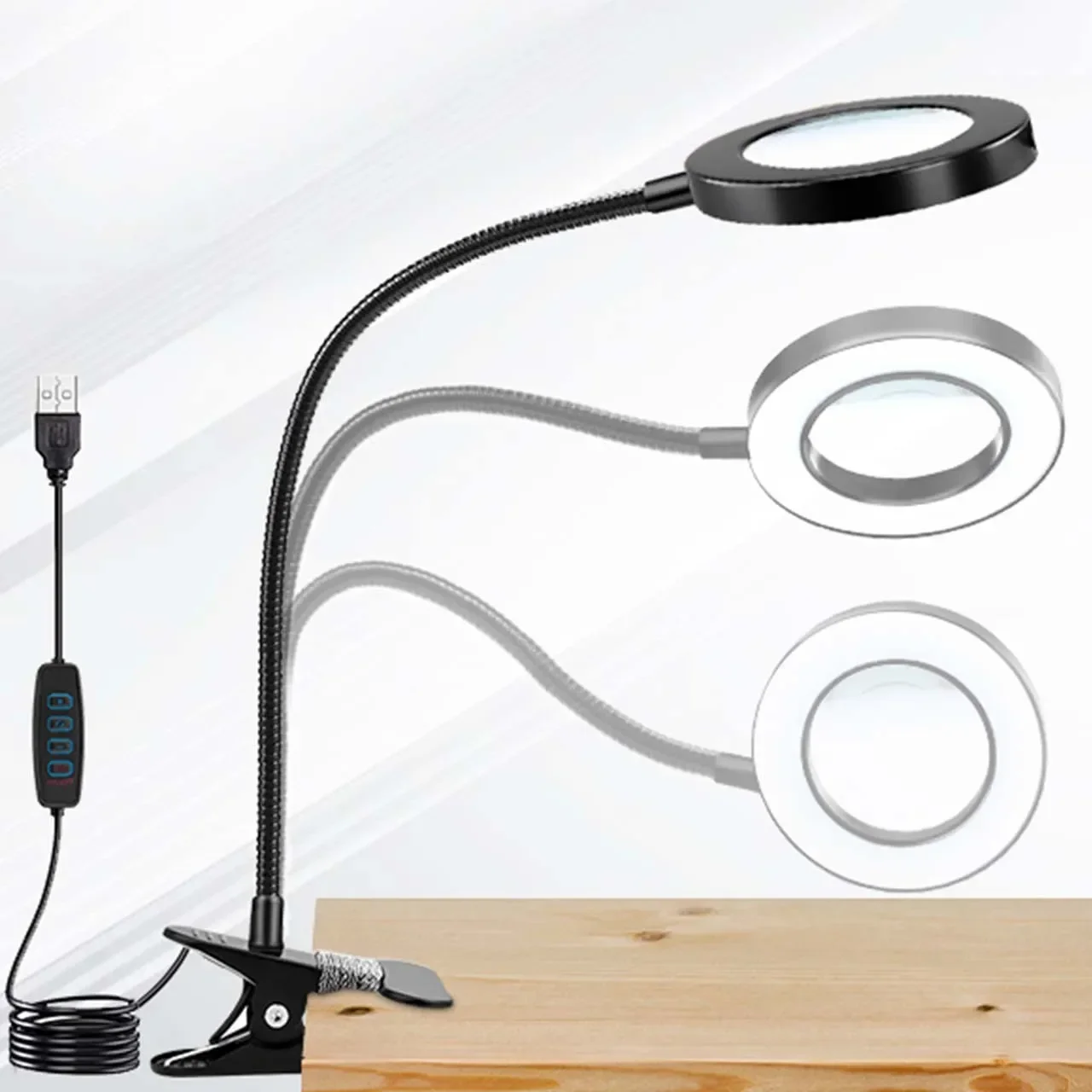 Durable Hose Clip Magnifying Glass with Lamp Pattern Embroidery Lamp Beauty Makeup Fill Light  Lip Manicure Eyelash