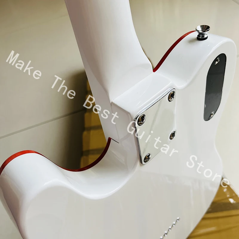 Pure white bright colored electric guitar, exquisite red pickup, quality assurance, fast delivery.