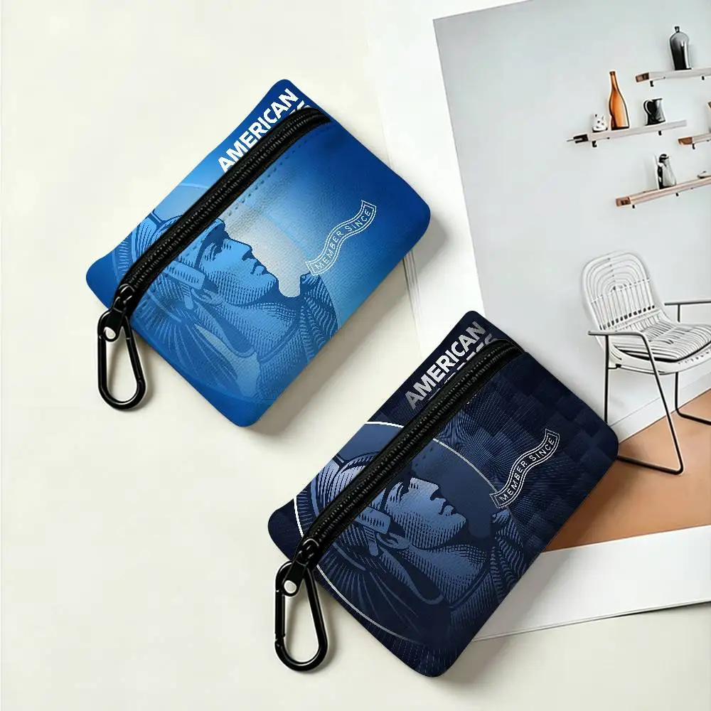 A-AMERIGAN E-EXPRESS Tragbare Mini-Geldbörse aus Oxford-Stoff mit Karabiner-Design, kleine Münztasche für Karten, Schlüssel und Kopfhörer