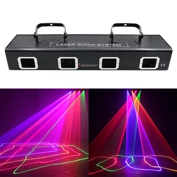 4 Lenses DMX Laser Projector LED Stage Disco Light RGBY Beam DJ Light Effect
