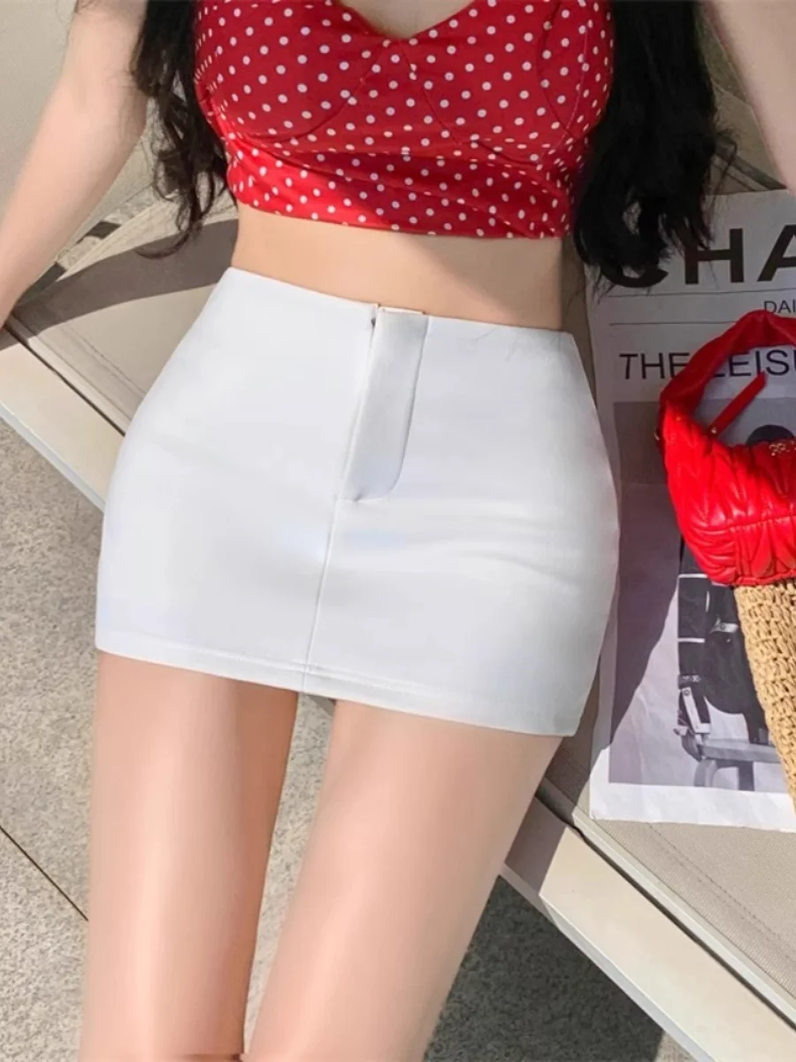 

Sexy Tight High Waist Commuter Women's Skirt White Slimming Short Skirt Polyester Fiber O