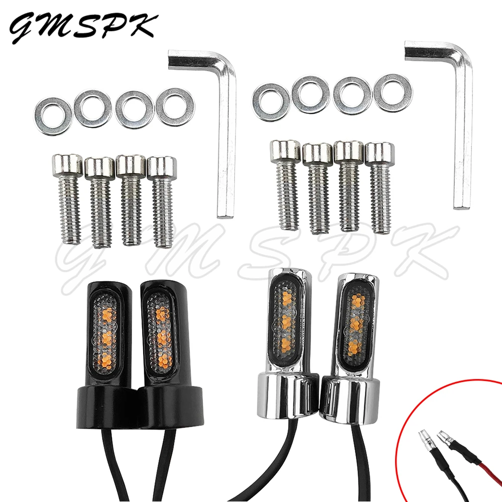 

3-LED 12V Motorcycel Rear Mini Turn Signal Amber Blinker Light Indicators Lamp Fit For Harley Softail Sportster