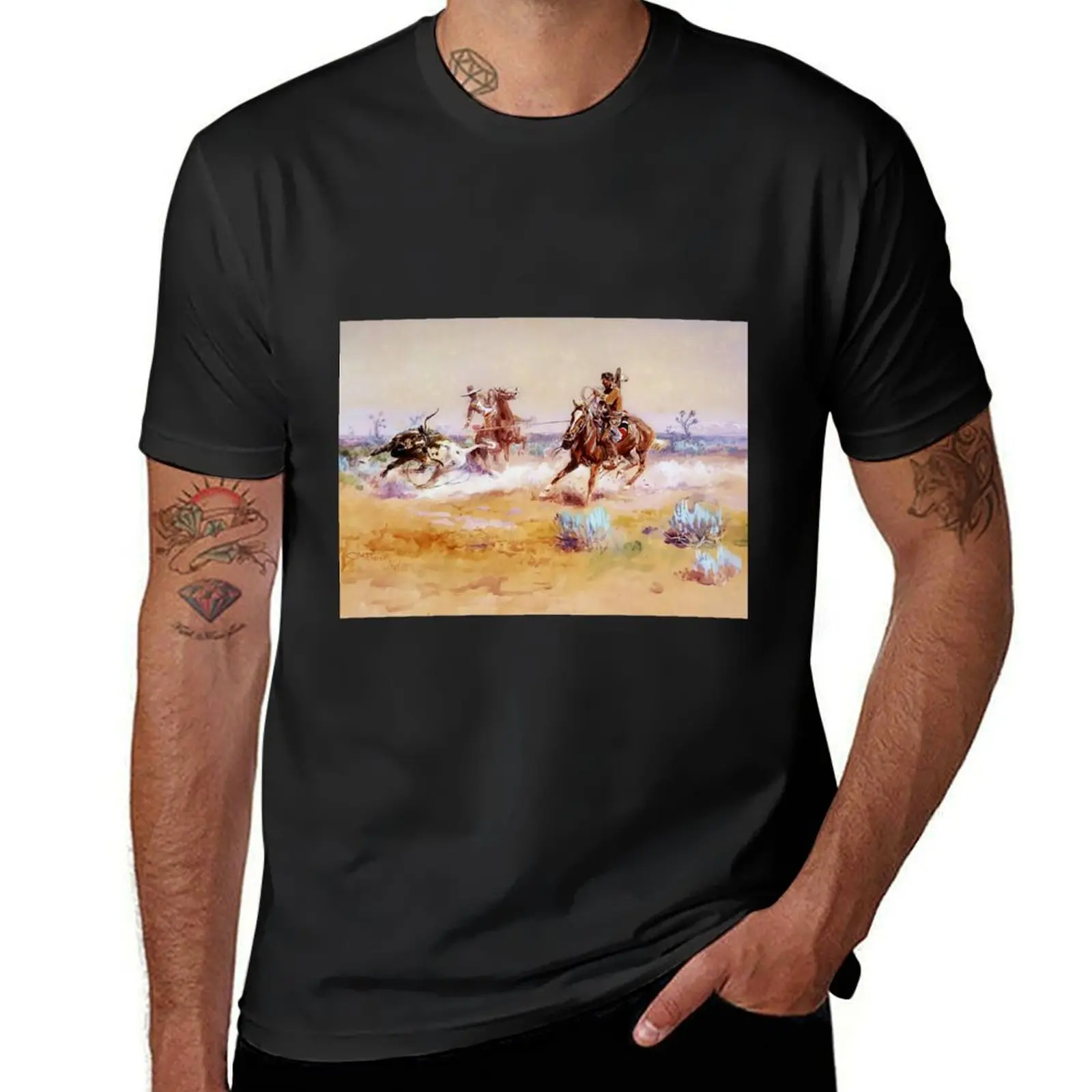 

Mexico - Western Art by Charles M Russell T-Shirt summer tops quick drying customs plain t shirt men