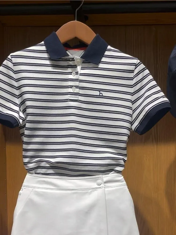 

Slim Fit Fashionable Stripe Short Sleeve Casual Top Youthful T-Shirt Summer New Style Versatile Everyday Korean Version Tee