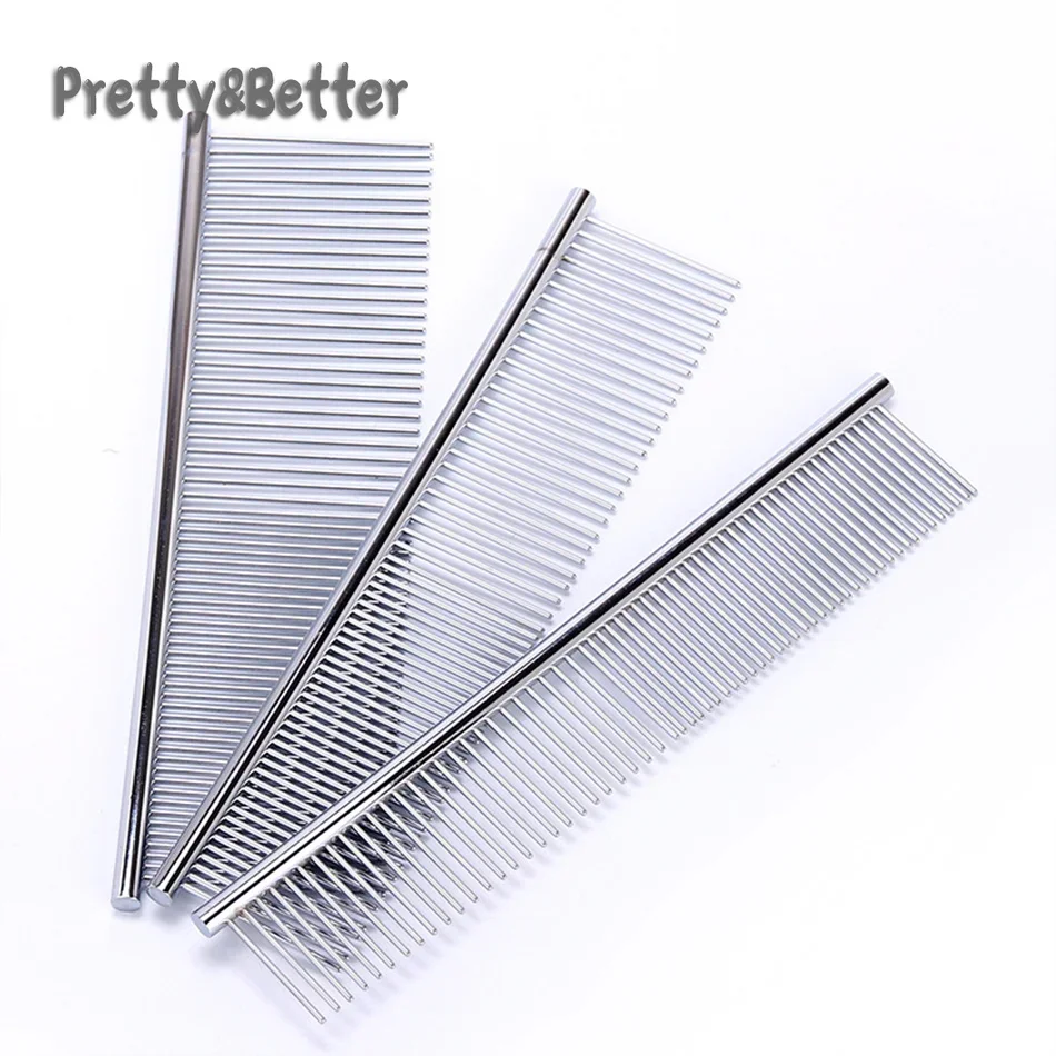 Pretty&Better Pet Dematting Comb, Stainless Steel Grooming Comb for Dogs and Cats - Removes Loose Undercoat & Fleas