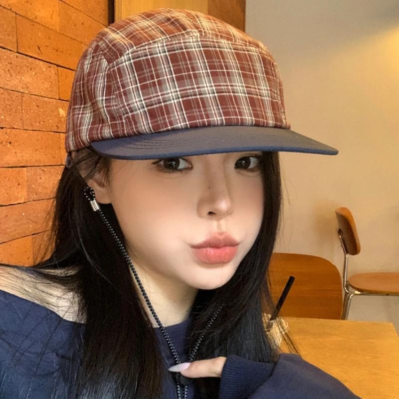 Classic Plaid Light and Breathable Soft Top Baseball Caps Women Spring Summer Outdoor Camping Sun Protection Casual Men's Hat