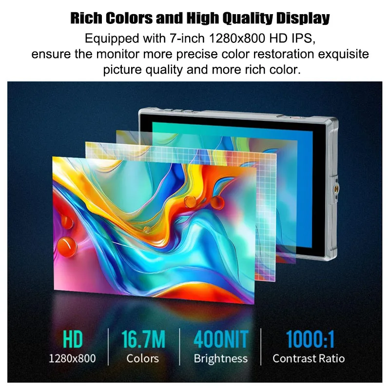 شاشة فيديو ميدانية للكاميرا Feelworld FW759 PRO شاشة لمس 7 بوصة 4K HDMI 1280x800 IPS