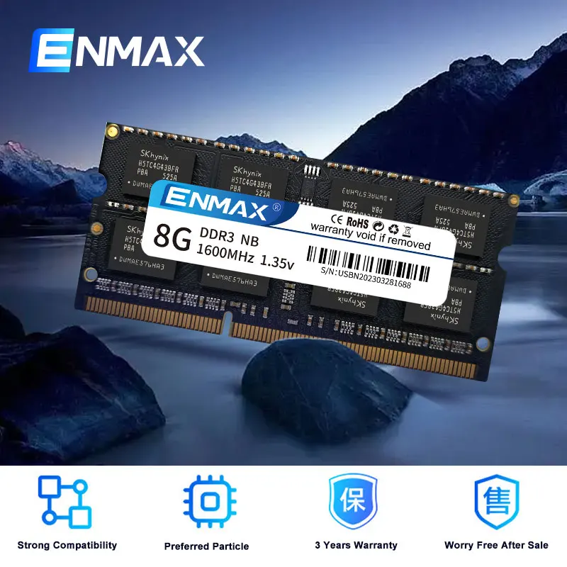 ENMAX 8GB 4GB 2GB DDR3 1333Mhz 1600Mhz Laptop Memory Notebook RAM Memoria  SODIMM DDR3 RAM Micron samsung Hynix