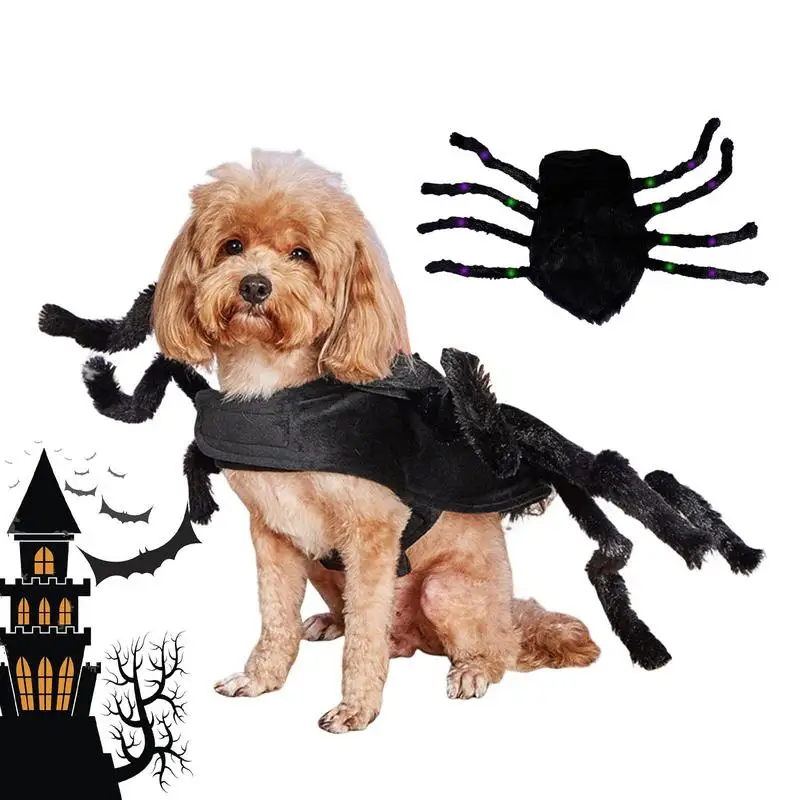 

Light Up Spider Dog Costume Lighted Halloween Pets Spider Costumes With 8 Furry Legs Halloween Decoration For Halloween Party