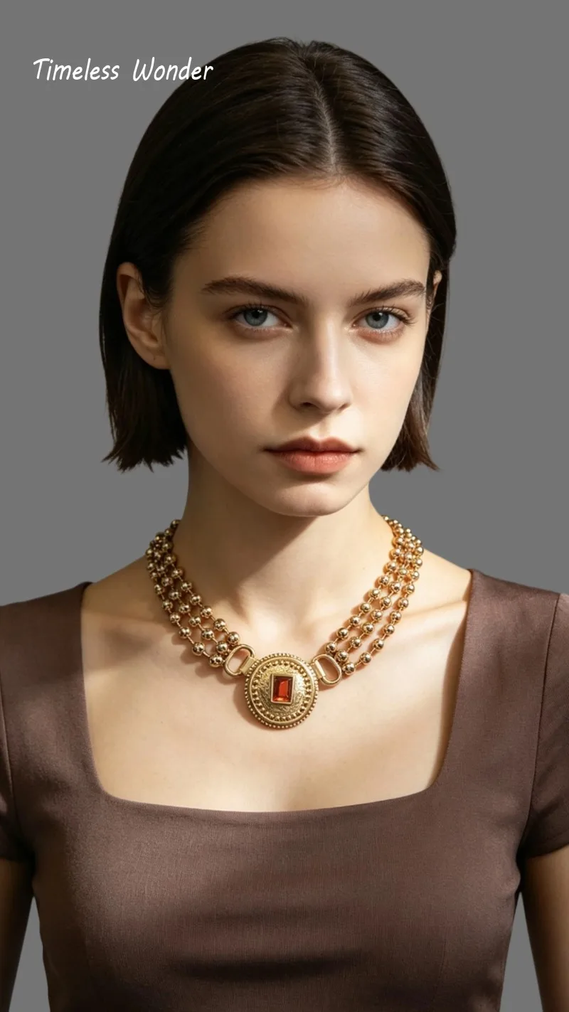 

Timeless Wonder Fancy Zircon Geo Beaded Pave Necklace Women Designer Jewelry Trendy Sweet Classy Rare Vintage 3526