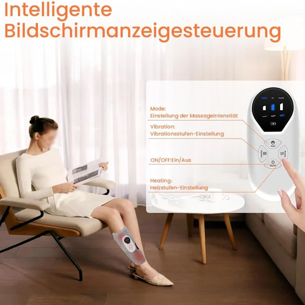 

Беспроводной массажер для ног из 2 предметов с 3 режимами и 3 регулируемыми настройками нагрева для облегчения мышц теленка и бедра и поддержки кровообращения