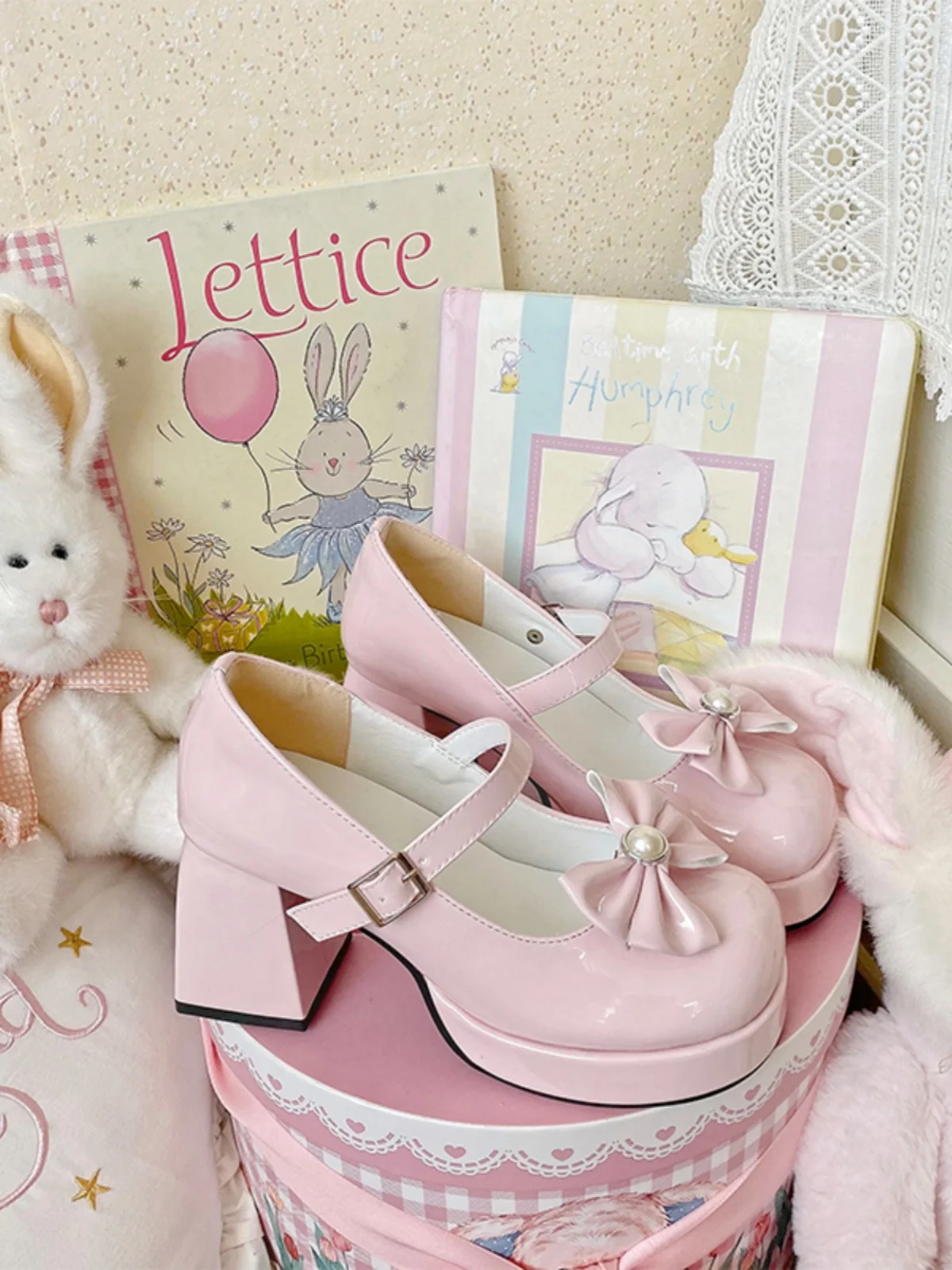 Sweet Original Lolita High Heels Japanese Cute Thick Sole Elevated Round Toe Lolita Medium Heels Lo Shoes Female