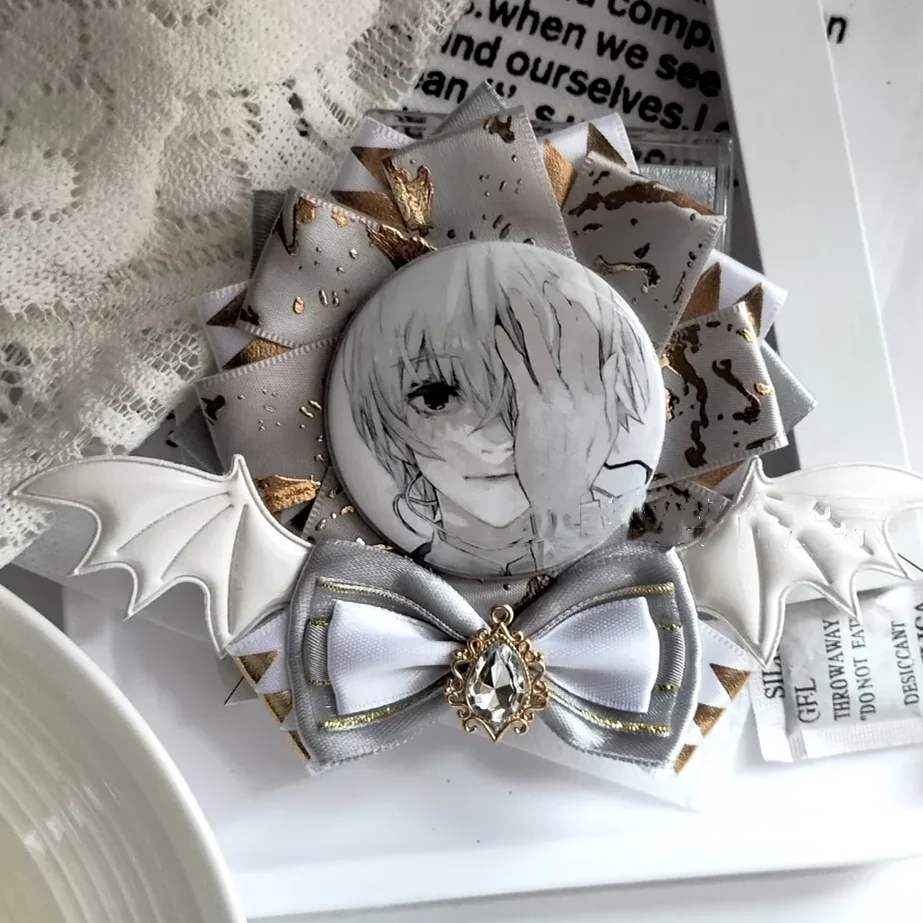 cosplay ita bags decorations，luxury Japanese demon badge holder，Ribbon Badge Rosette ，Corsage Collar bowknot Accessories