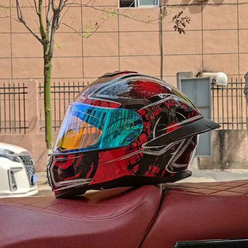 Fashion Multicolour Modular Filp Up Motorcycle Helmet Full Face Racing Helmet Dual Visors Big Tail DOT Approved Motosiklet Kaskı