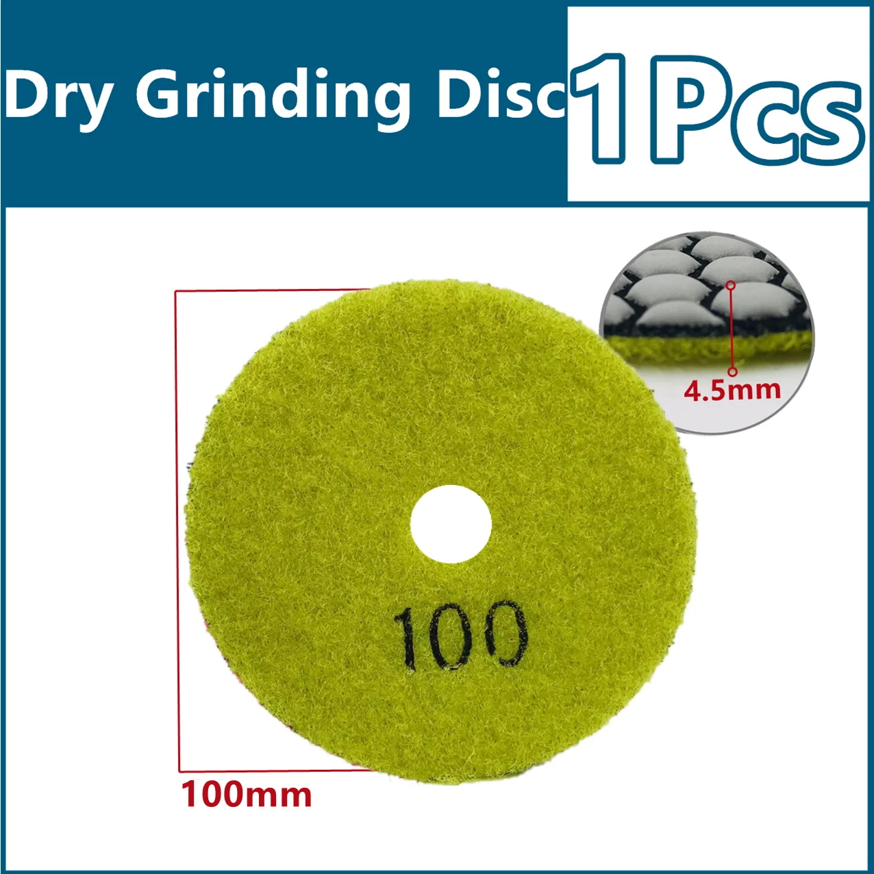 1 Stück 100mm Diamant-Polierpads 50 # -1500 # Trockenpolierpads zum Schleifen von Granit, Marmor, Porzellanfliesen, Schleifplatte – Detail 3