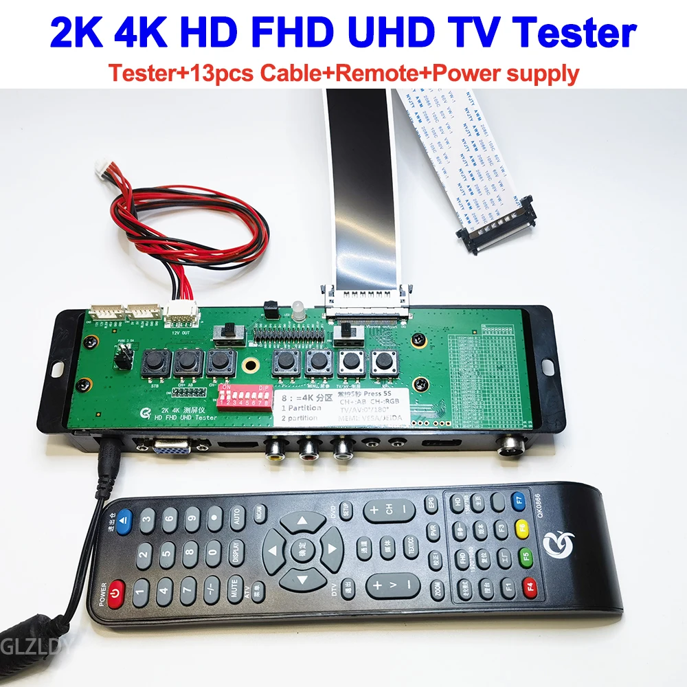 

LCD Tester Laptop TV/LCD/LED TEST TOOL KIT SET For Testing 2K 4K HD FHD UHD LCD TV Screen Panel With LVDS cable 1/2 partition