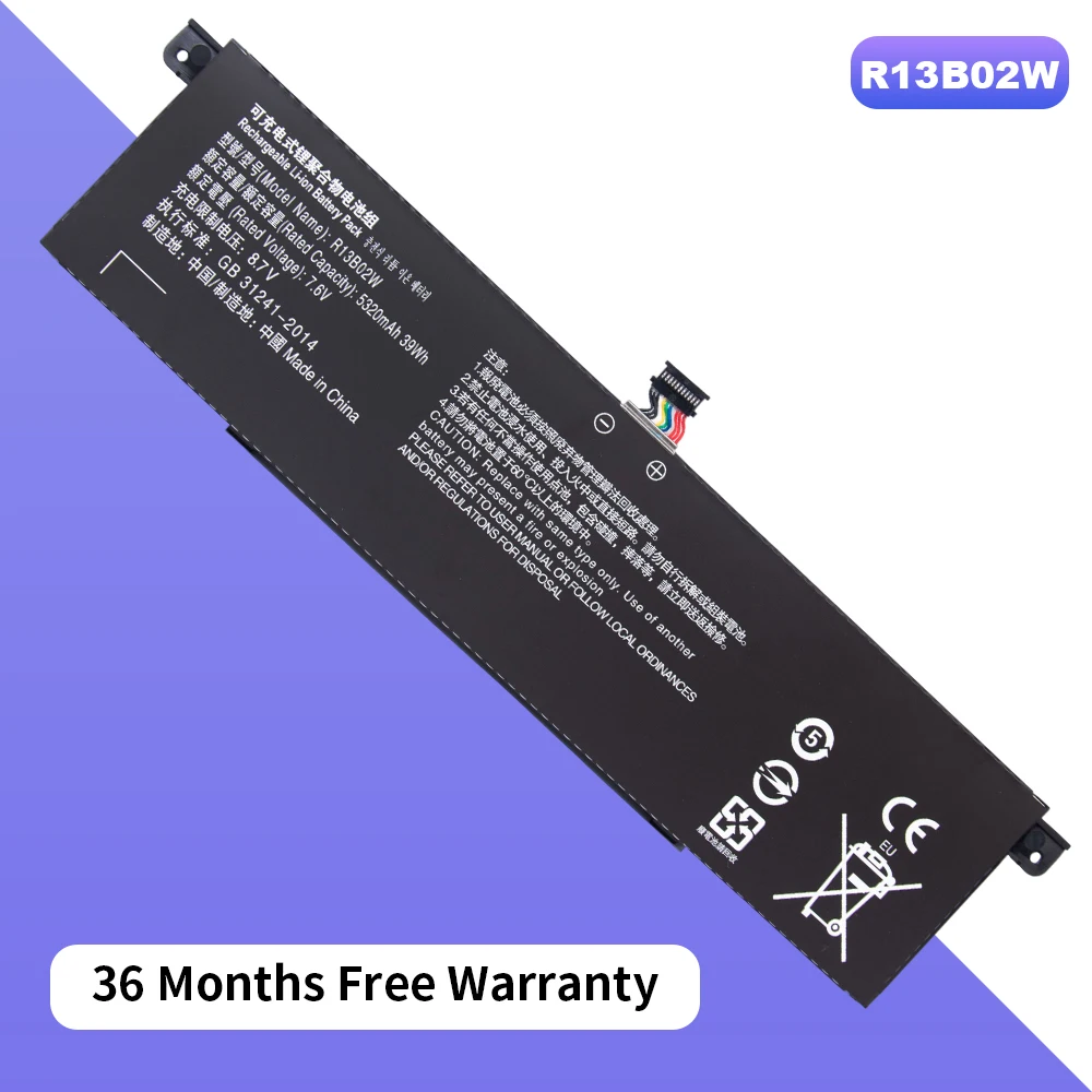 

R13B01W R13B02W Аккумулятор для Xiaomi Mi Air 13,3-дюймовый планшетный ПК серии 39WH 36 месяцев Бесплатная гарантия