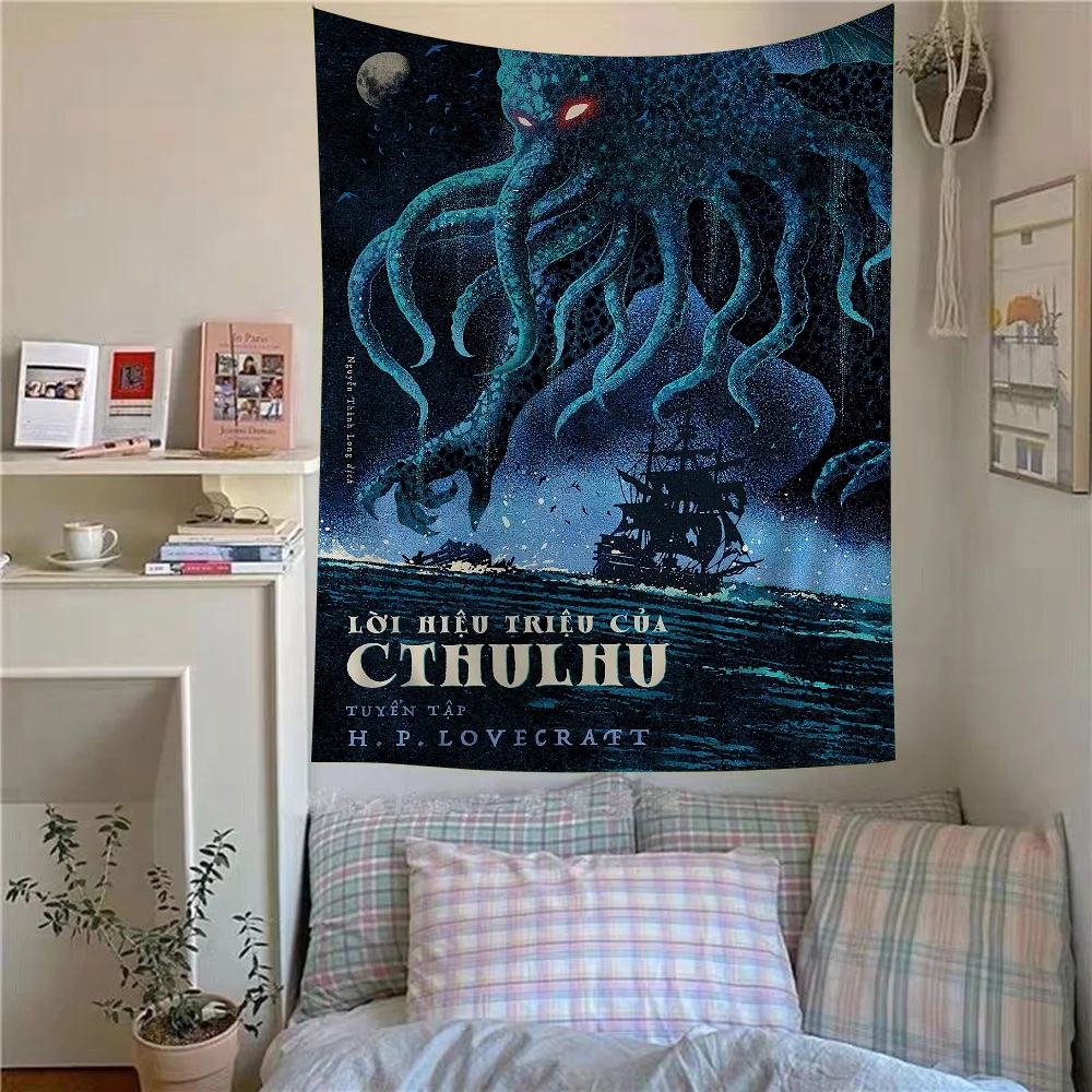 H. P. Lovecraft Cthulhu  Genshin Impact Hu Tao Chart Tapestry Art Science Fiction Room Home Decor Cheap Hippie Wall Hanging