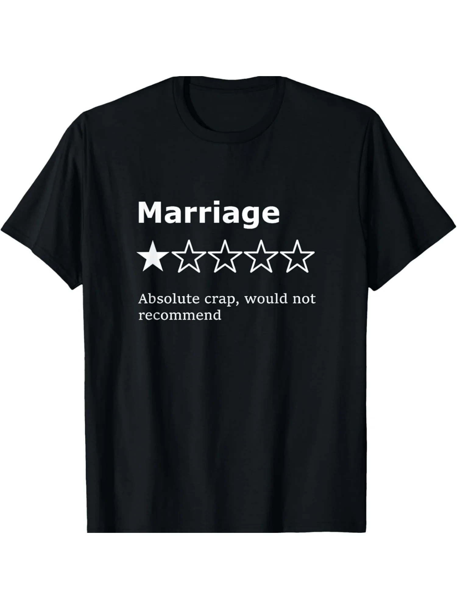 

Funny Marriage Star Rating Cotton T-Shirt – "Marriage Absolute Crap, Would Not Recommend" Design, Casual Round Neck Tee for Men