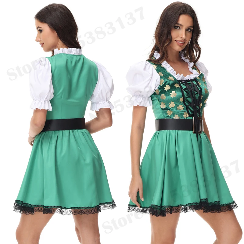 Bavarian Oktoberfest Dirndl Dress German Beer Festivals Maid Wench Uniform Halloween Cosplay Costumes Carnival Fancy Dress Up