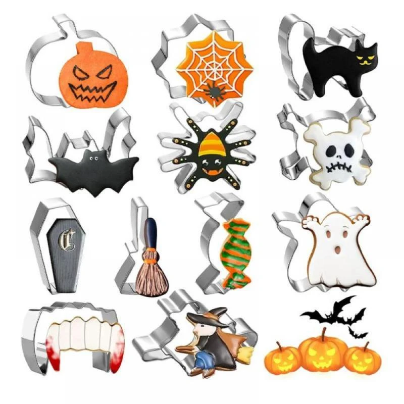 Edelstahl Halloween Keksform Set 12-teilig Rostfrei DIY Plätzchen Ausstecher Backform