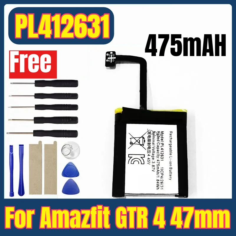 

475mAh PL412631 Watches Batteries for Amazfit GTR 4 47mm +Free Tools