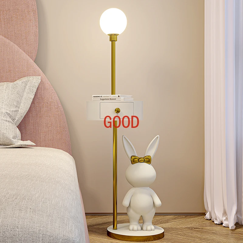 

Nordic cartoon rabbit ornaments Large floor light luxury tray side table living room bedroom decorative lamp housewarming gift