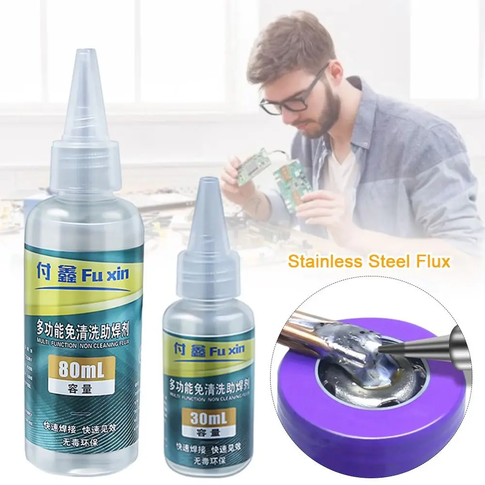 Flux de Soldadura de Acero Inoxidable de 30ml y 80ml, para Reparación Rápida de Electrodos de Batería, Flux de Soldadura Líquido de Alta Resistencia