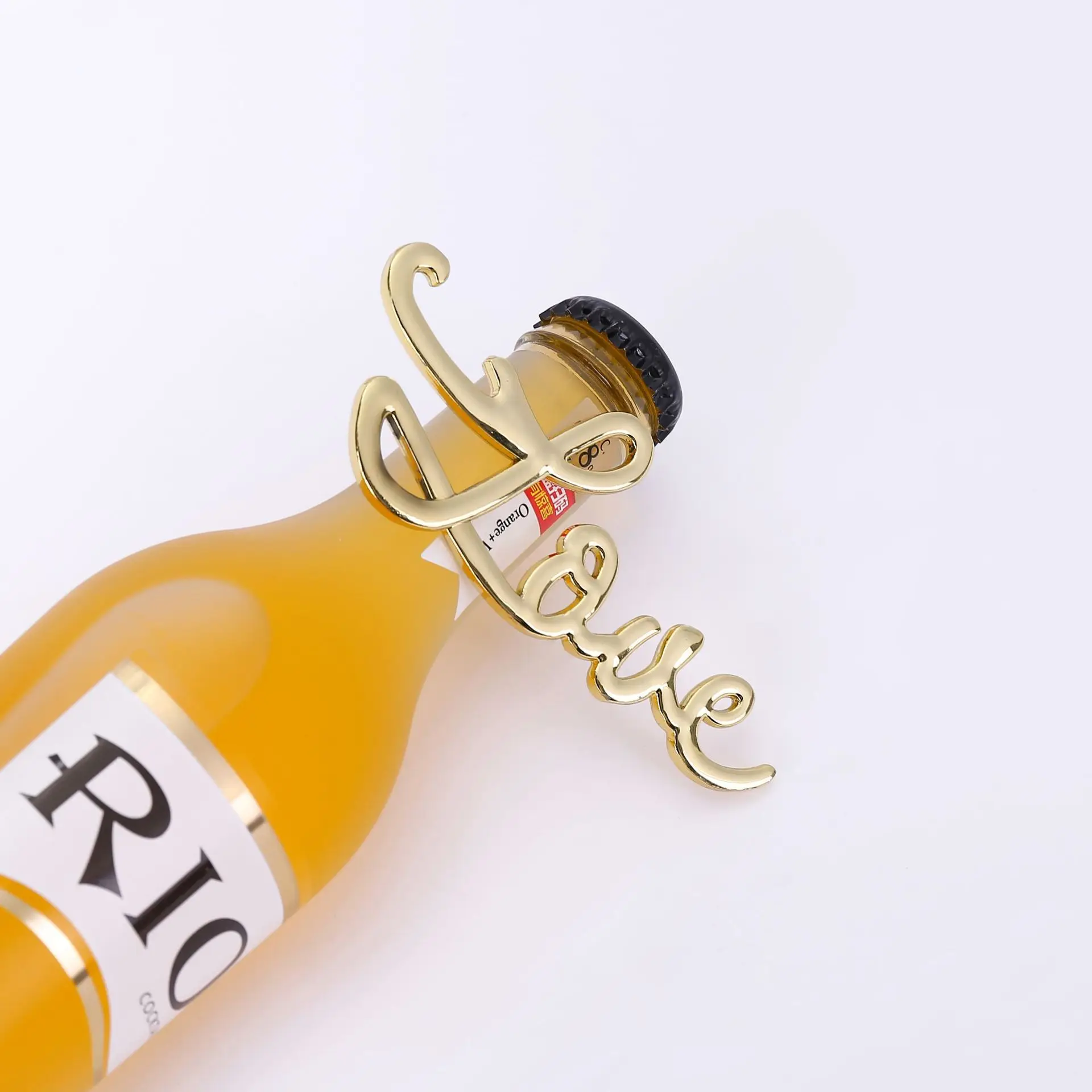 Stainless Steel Beer Bottle Opener, Golden LOVE, Creative Small Gift, European