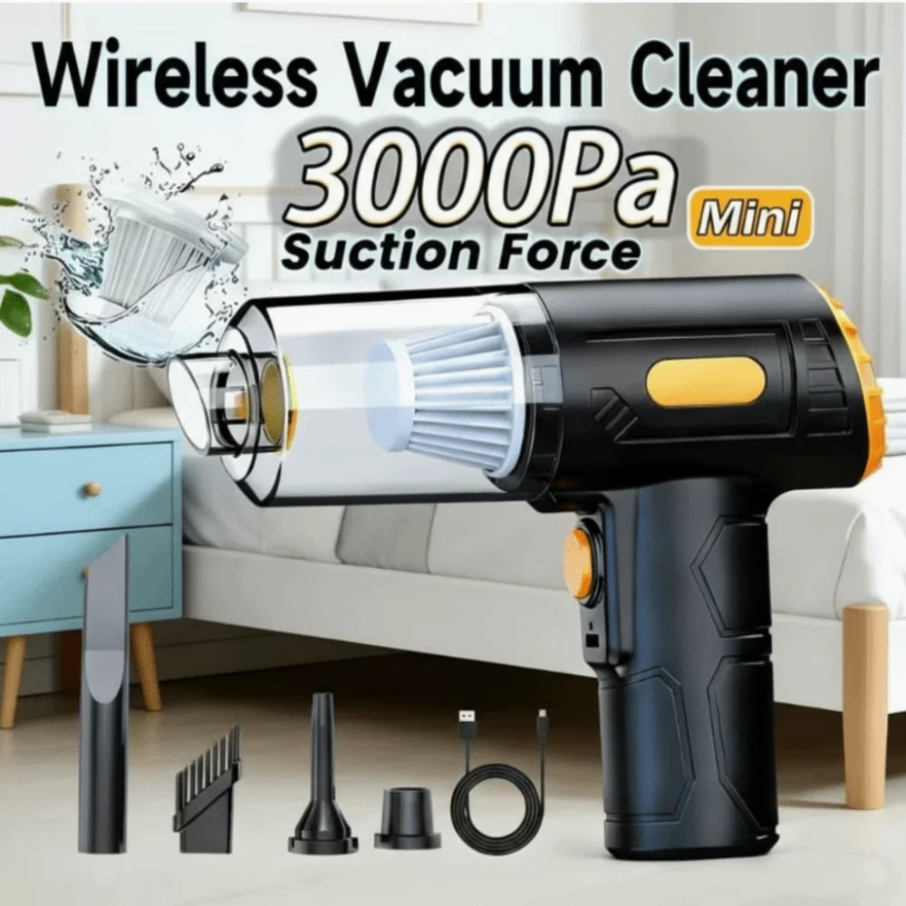 Powerful Suction Wireless Vacuum Cleaner Lightweight TYPE-C Fast Charge Car Vacuum Cleaner Durable Construction Wet & Dry