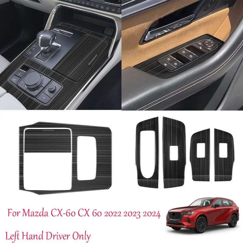 

LHD For Mazda CX-60 CX 60 2022 2023 2024 Center Console Gear Shift Cover Trim Window Switch Button Door Armrest Panel Trim Cover
