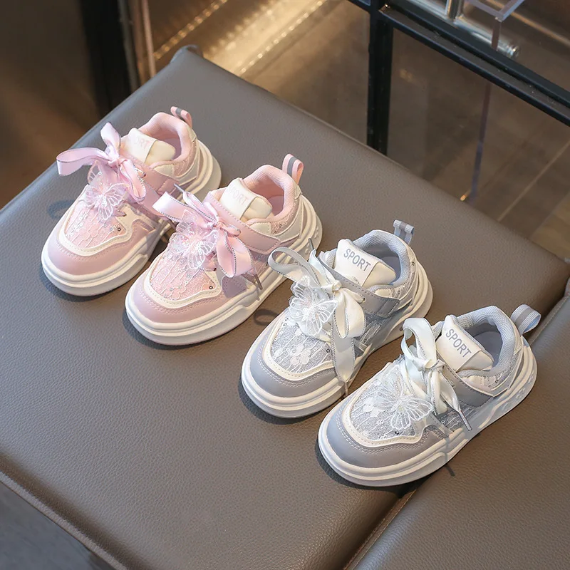 

Fashion Girls' Shoes 2026 Spring New Butterfly Kids Sneakers Comfort Anti Slip Thick Soled Girls' Casual Shoes Кроссовки Женские