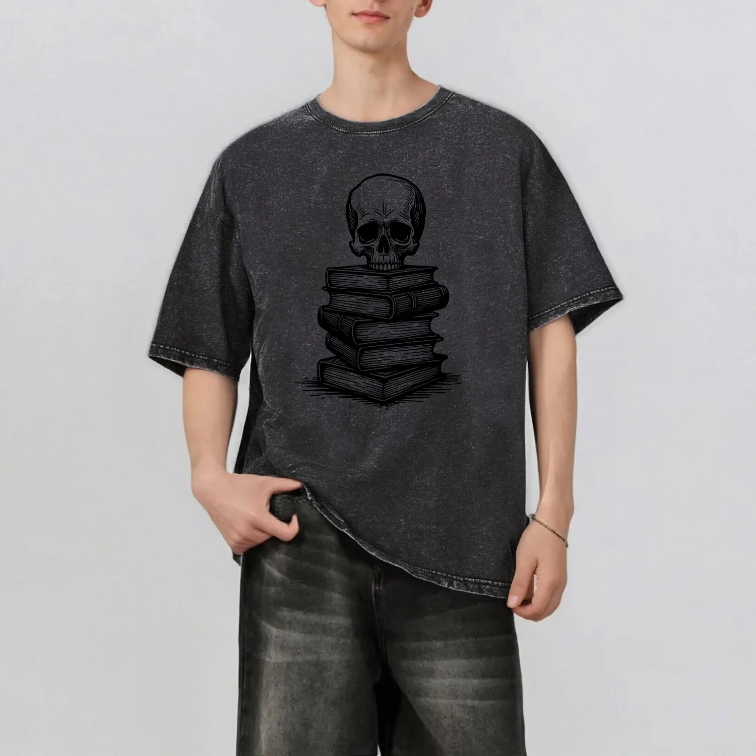 

Мужская летняя футболка с рисунком черепа в стиле ретро, повседневная базовая мужская футболка с короткими рукавами, 230 г