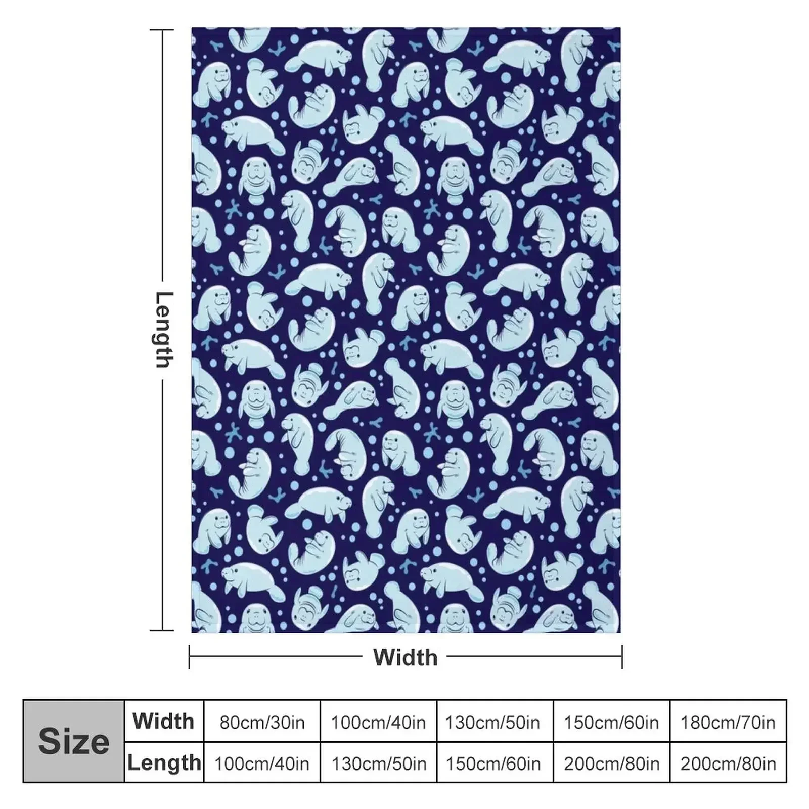 Cute Manatee Pattern - Blue Underwater Pattern Throw Blanket Thermal Blankets For Bed Blankets