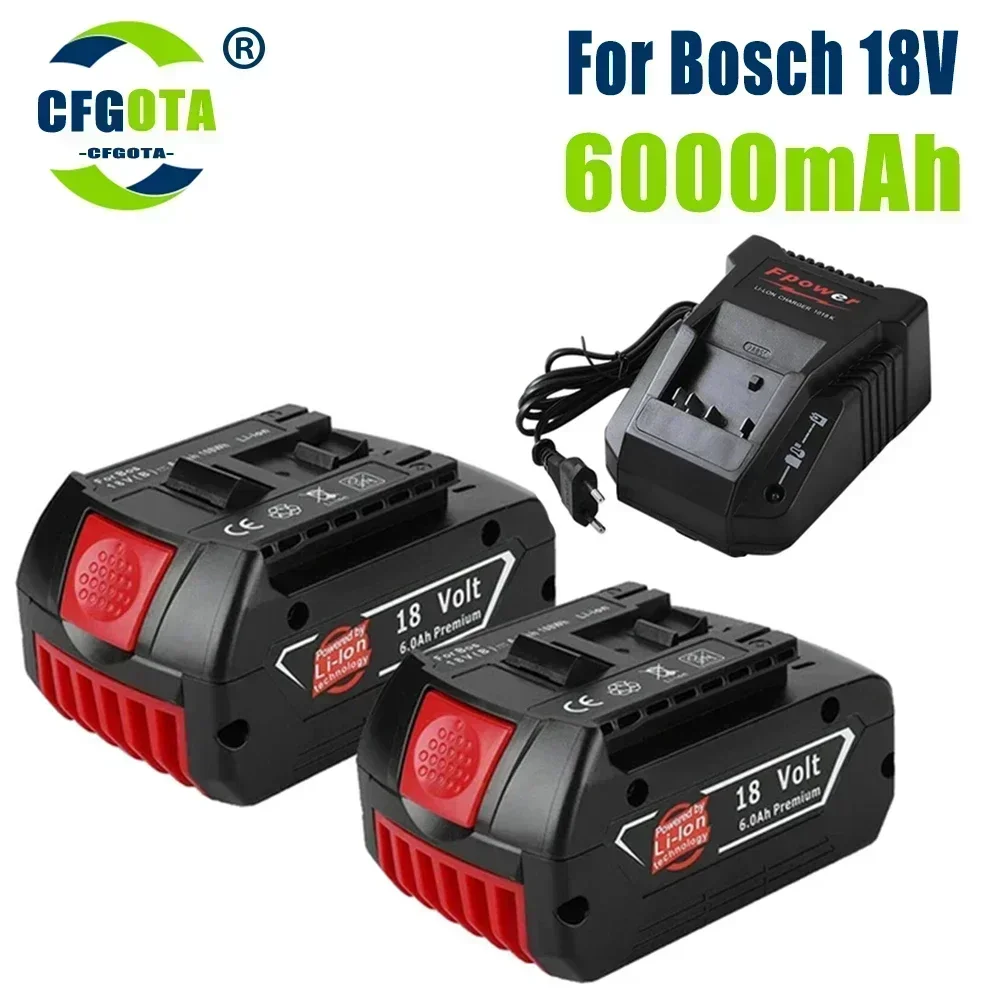 

Original 18V 6000mAh Rechargeable For Bosch 18V 6.0Ah Battery Backup Portable Replacement BAT609 Indicator light+3A Charger